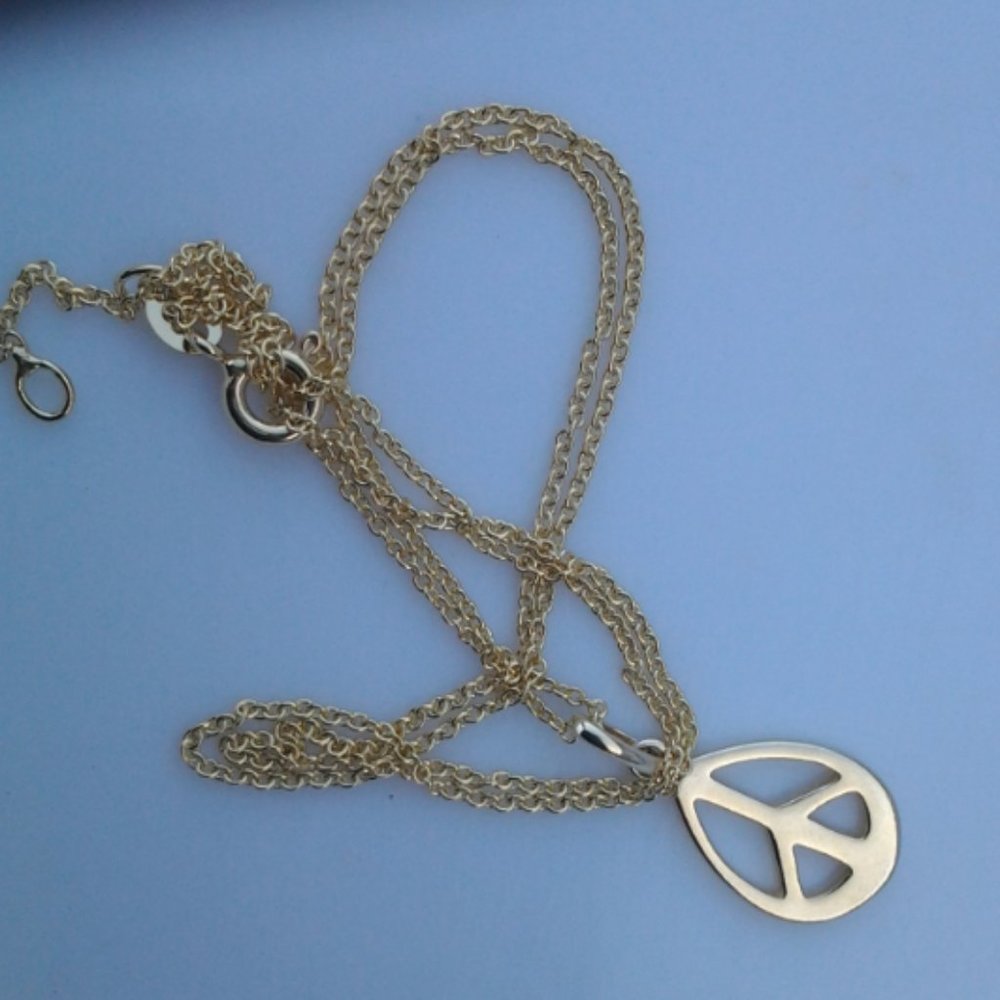 PEACE SYMBOL (GOLD OVER 925 SILVER) NECKLACE